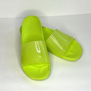 Crocs Splash Glossy Jelly Slide Limeade Green Women's Size 9 Sandal 208538-3UH